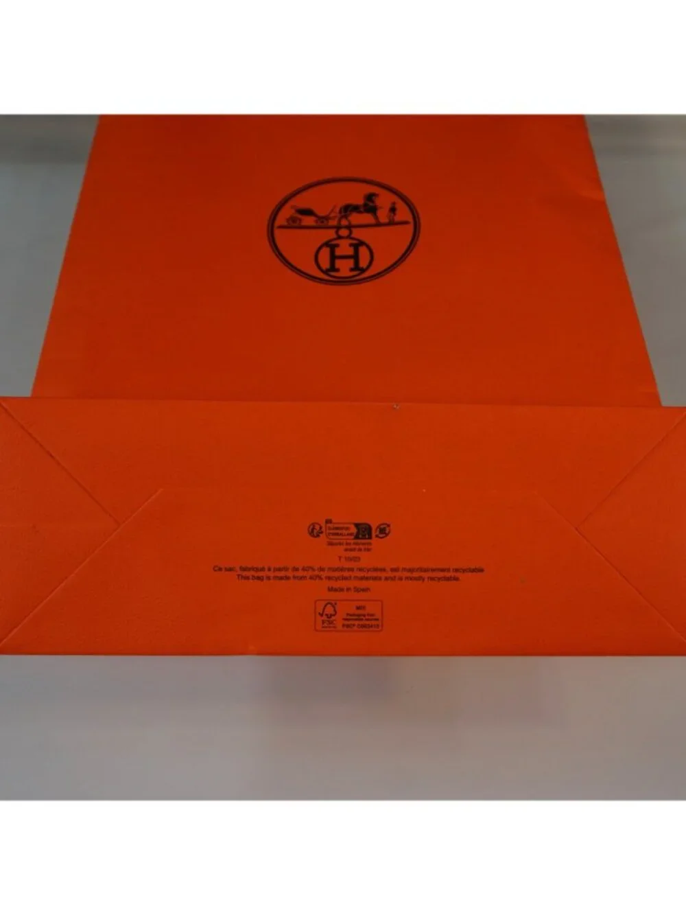 HERMES Classic Orange Gift Bag Empty Tall Shopping Paper Tote 17 x 11 x 4 Inch